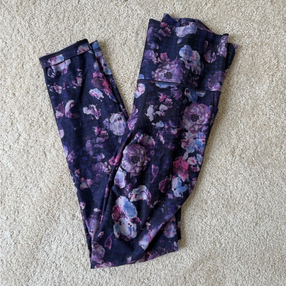 Athleta Purple and Pink Floral Leggings